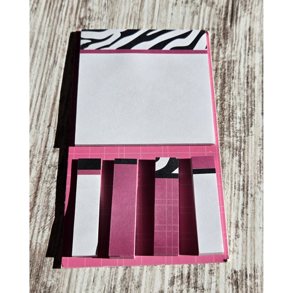 Fiddlestix Paperie Zebra Print Hot Pink Notepad and Sticky Page Marker Set